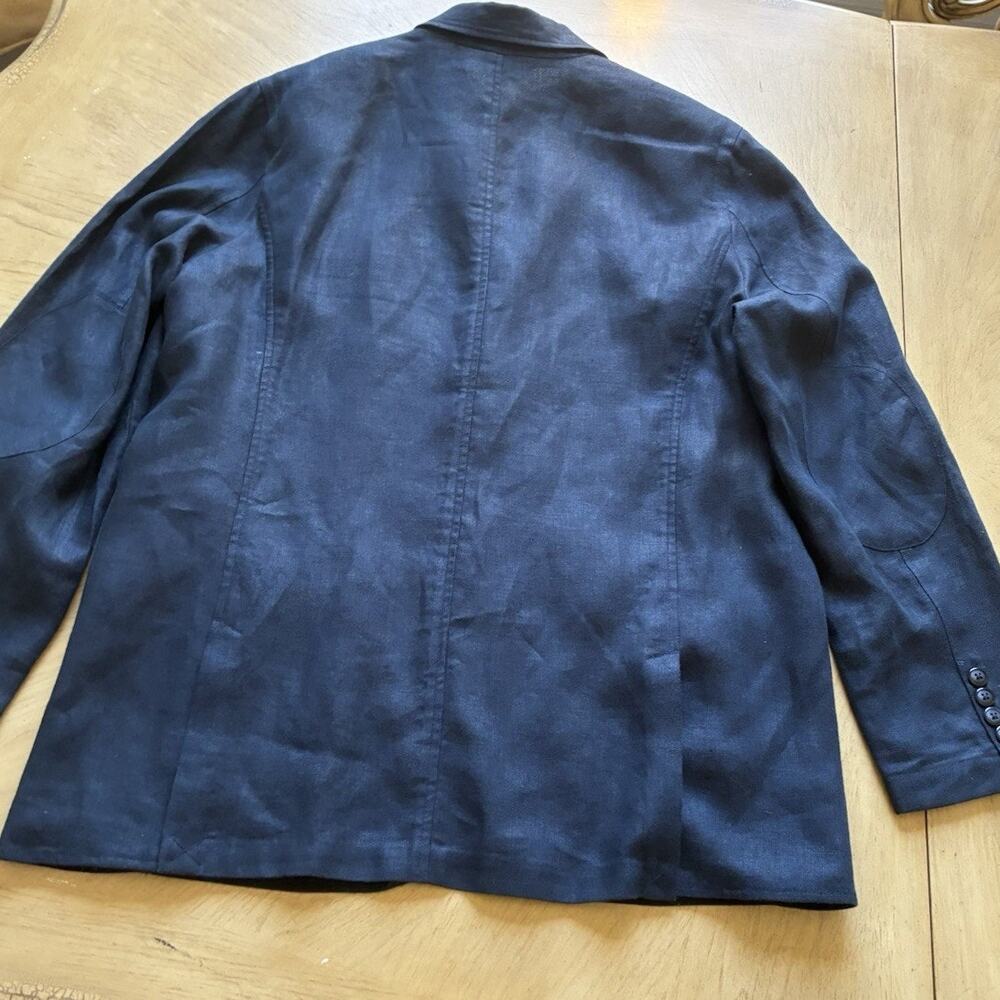 VTG LL Bean LINEN Jacket Men 42 Reg Field Safari Chore Coat Blazer Elbow Patches - Picture 10 of 16
